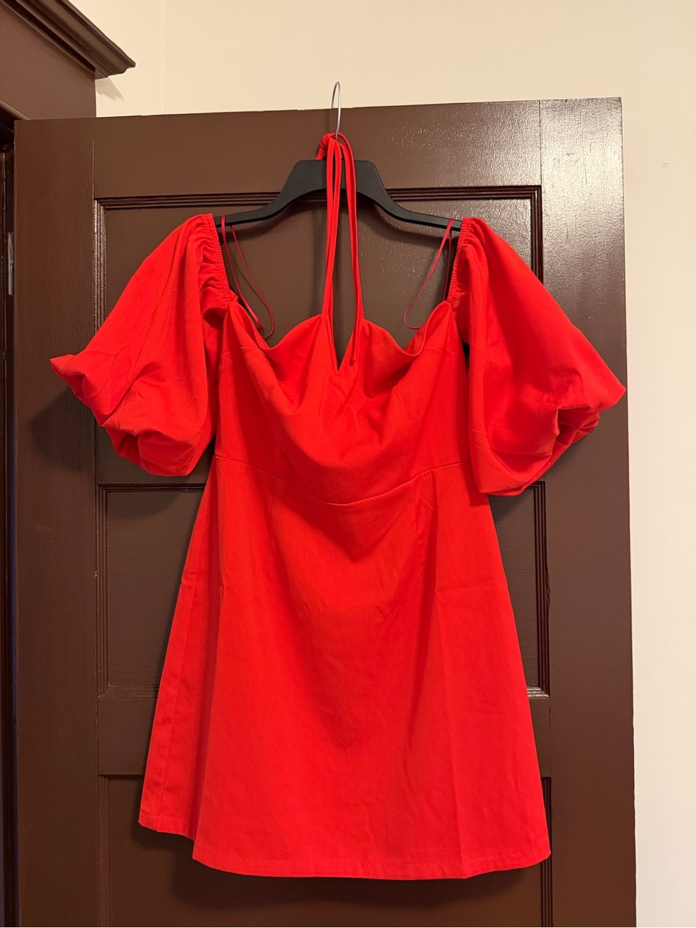 J.O.A. Red Puff Sleeve Mini Dress